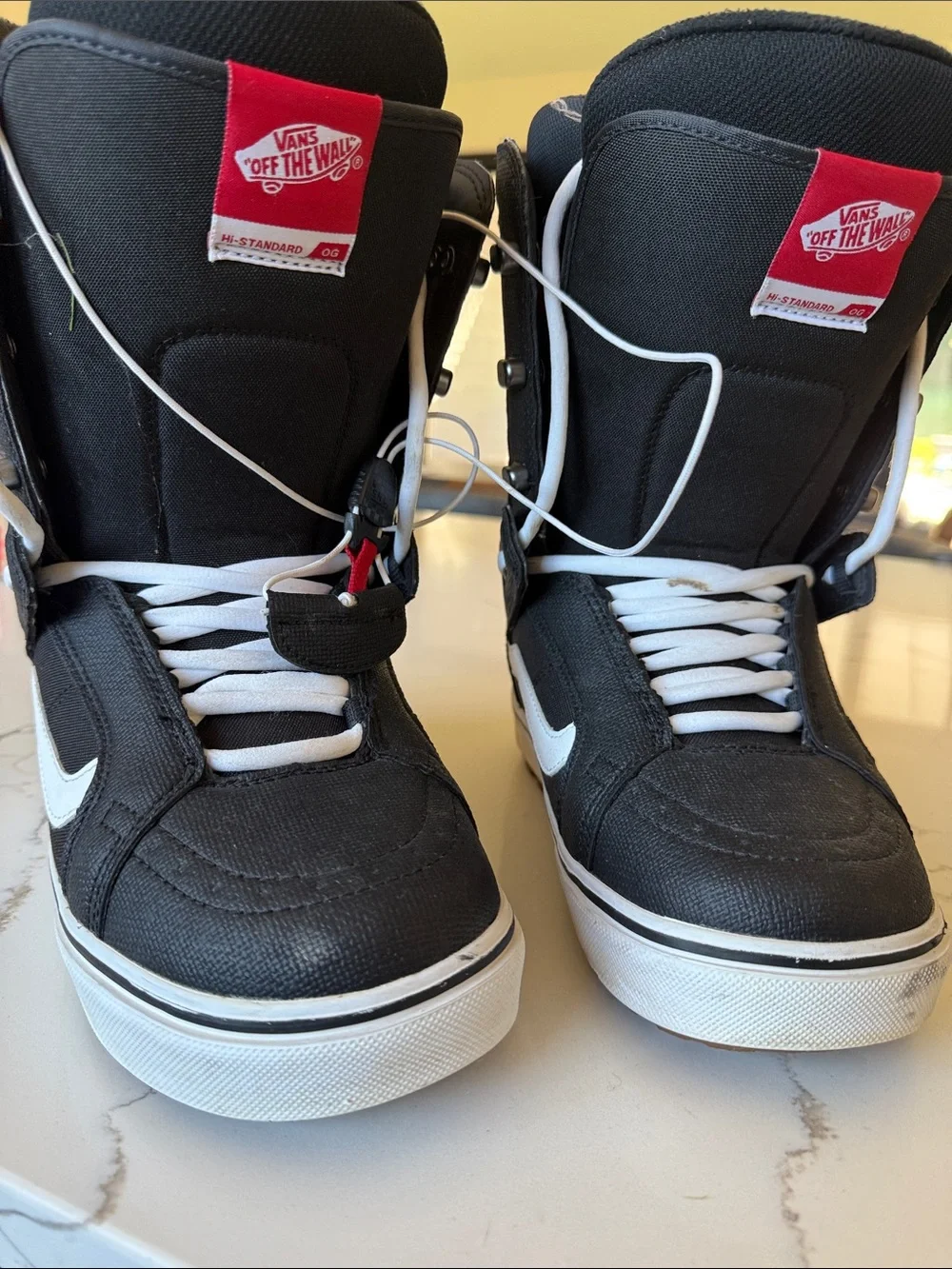 Vans Black and White High-Top Snowboard Boots